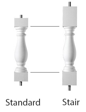 Royal Corinthian Standard and Stair Balusters Royal Corinthian standard baluster comparied to stair baluster.