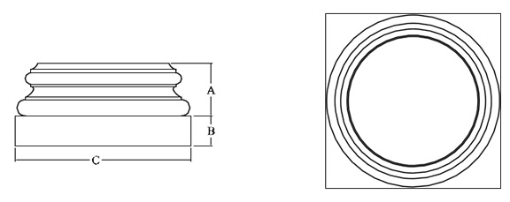 Attic Base for FRP Round Column Attic Base for FRP Round Column shown side view and top view