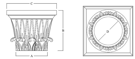 Temple of Winds Capital for Round FRP Columns Temple of Winds Capital for Round FRP Columns shown top and side view