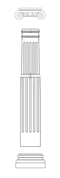 Fluted column with Roman Ionic capital and attic base