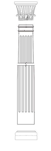 Round fluted column with Temple of Winds capital and Tuscan base