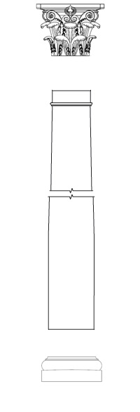 Round tapered column with Roman Corinthian Cap and Tuscan Base