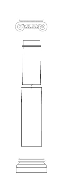 Round FRP Column Roman Ionic Capital Attic Base available for CheapColumn.com