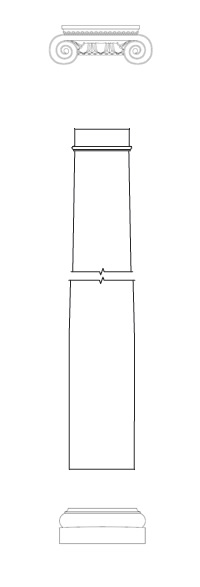Architectural Column with Plain Shaft, Roman Ionic Cap and Tuscan Base made from Fiberglass Reinforced Polymer also known as stone polymer