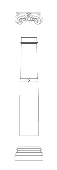 Round Plain Shaft Column with Scamozzi Capital and Attic Base made from Fiberglass Reinforced Polymer also known as stone polymer