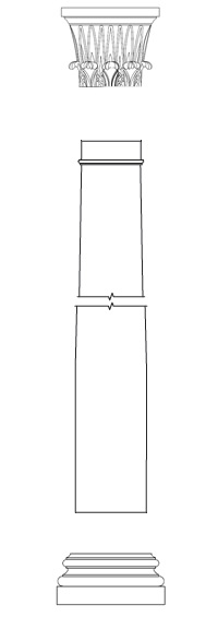 Round plain shaft column with Temple of Winds capital and Attic base