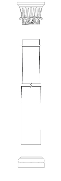 Round FRP Column with plain shaft, Roman Corinthian cap and Tuscan base