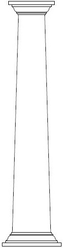 PVC Craftsman Square, Tapered Plain Column Wrap with Crown Cap & Base Drawing of PVC Craftsman Square, Tapered Plain Column Wrap with Crown Cap & Base