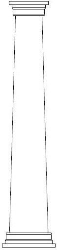 PVC Craftsman Square, Tapered Plain Column Wrap with Prairie Cap & Base Drawing of PVC Craftsman Square, Tapered Plain Column Wrap with Prairie Cap & Base