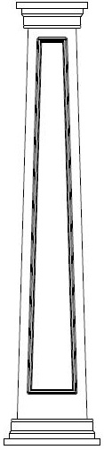 Drawing of Square Tapered Craftsman Raised Panel Column with Prairie Cap & Base
