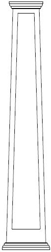 Drawing of Square Tapered Craftsman Recessed Panel Column with Rake Cap & Base
