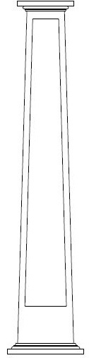 Square, Tapered, Craftsman Column with Recessed Panels and Standard Cap & Base Drawing of Square, Tapered, Craftsman Column with Recessed Panels and Standard Cap & Base