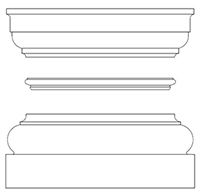 Tuscan Cap, Necking and Base Line drawing of Tuscan Cap, Necking and Base